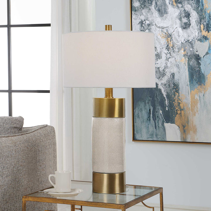 American Home Furniture Uttermost Adelia Ivory & Brass Table Lamp