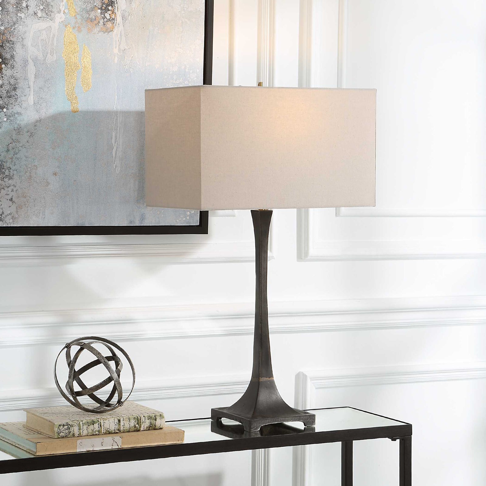 American Home Furniture Uttermost Reydan Tapered Iron Table Lamp