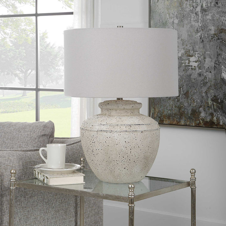 American Home Furniture Uttermost Artifact Aged Stone Table Lamp