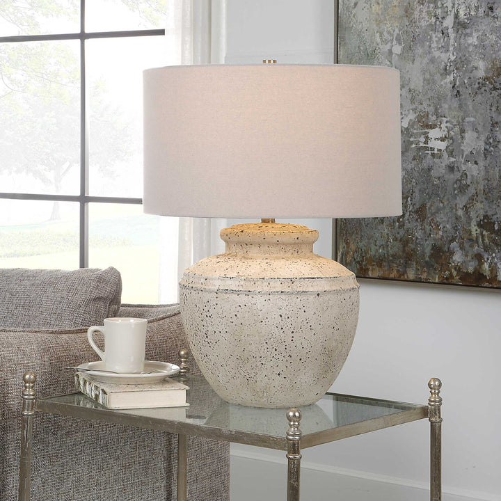 American Home Furniture Uttermost Artifact Aged Stone Table Lamp