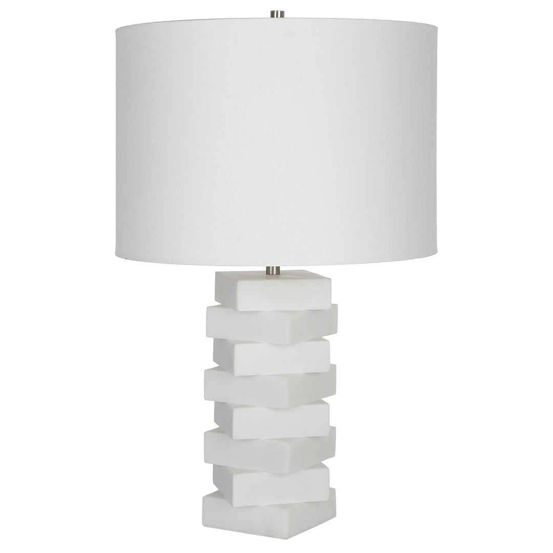 American Home Furniture Uttermost Ascent White Geometric Table Lamp