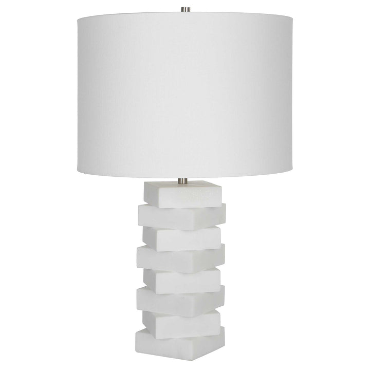 American Home Furniture Uttermost Ascent White Geometric Table Lamp