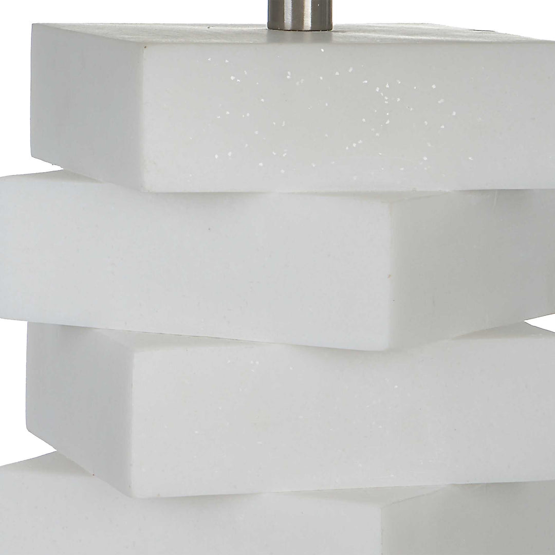 American Home Furniture Uttermost Ascent White Geometric Table Lamp