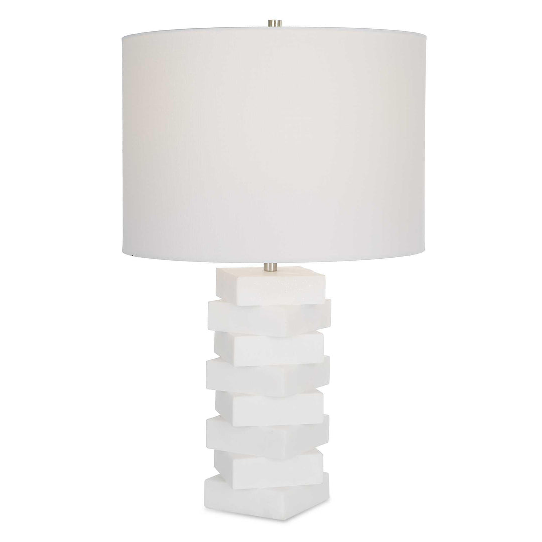 Ascent White Geometric Table Lamp - AmericanHomeFurniture