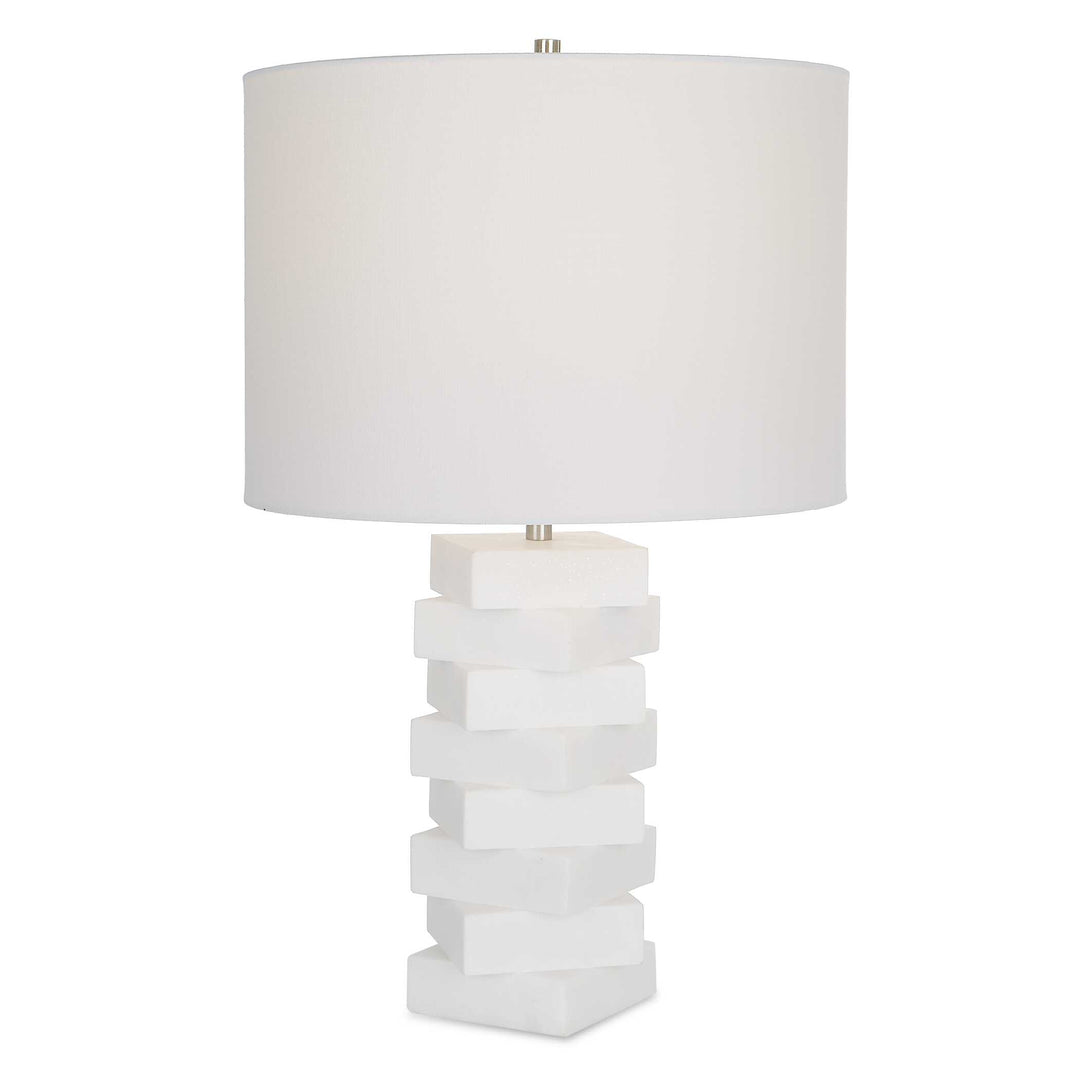 American Home Furniture Uttermost Ascent White Geometric Table Lamp
