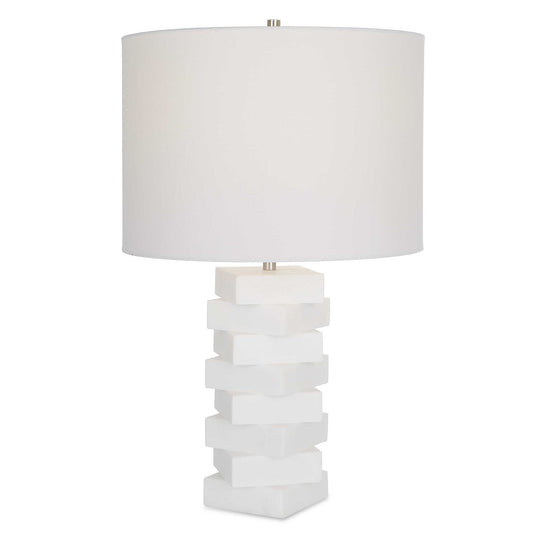 American Home Furniture Uttermost Ascent White Geometric Table Lamp