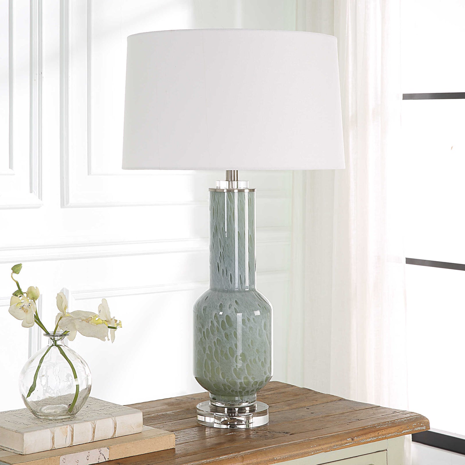 American Home Furniture Uttermost Imperia Aqua Gray Table Lamp