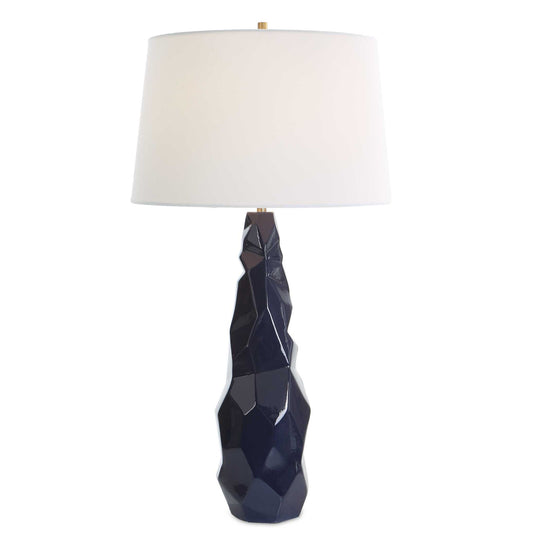 American Home Furniture Uttermost Kavos Geometric Blue Table Lamp