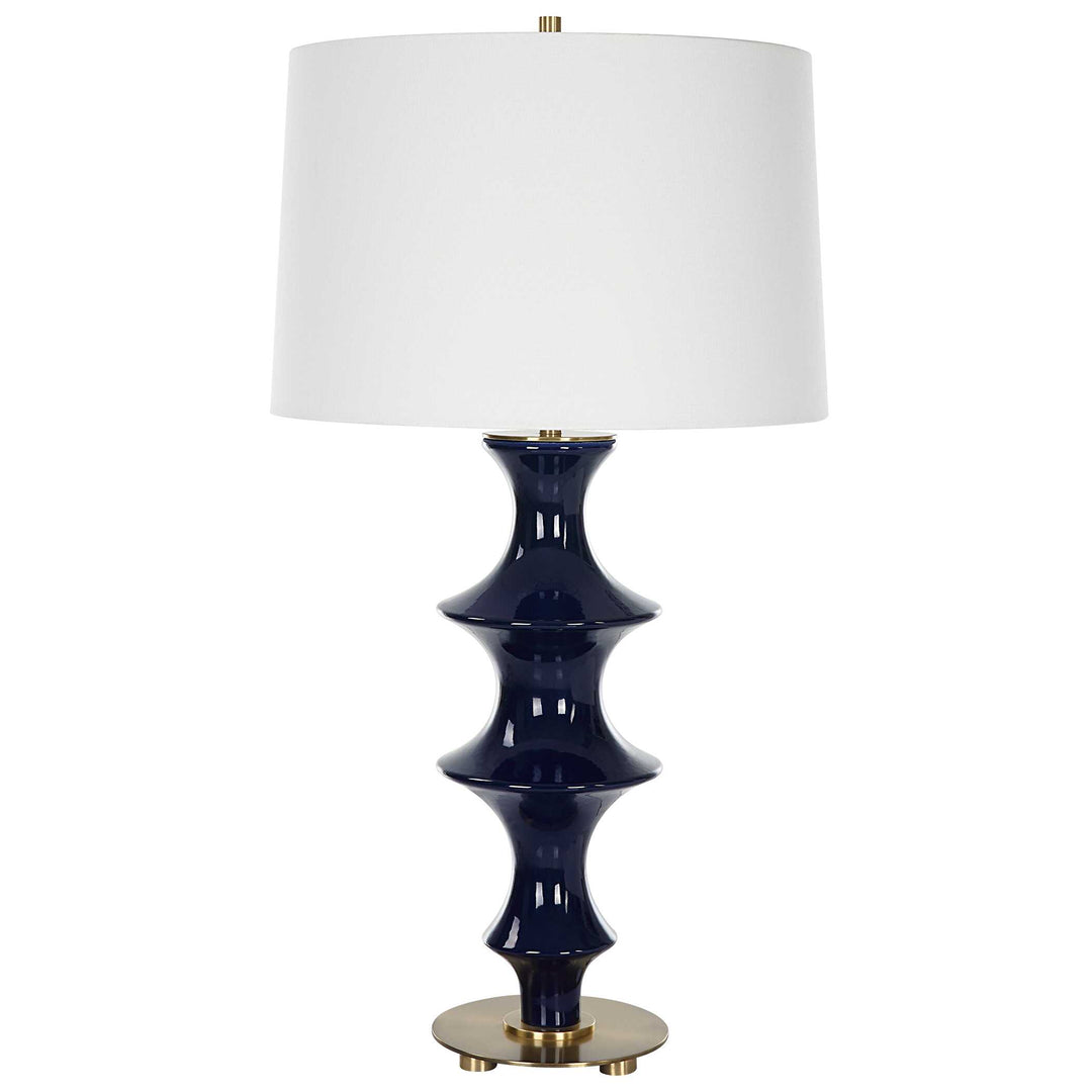 American Home Furniture Uttermost Coil Sculpted Blue Table Lamp