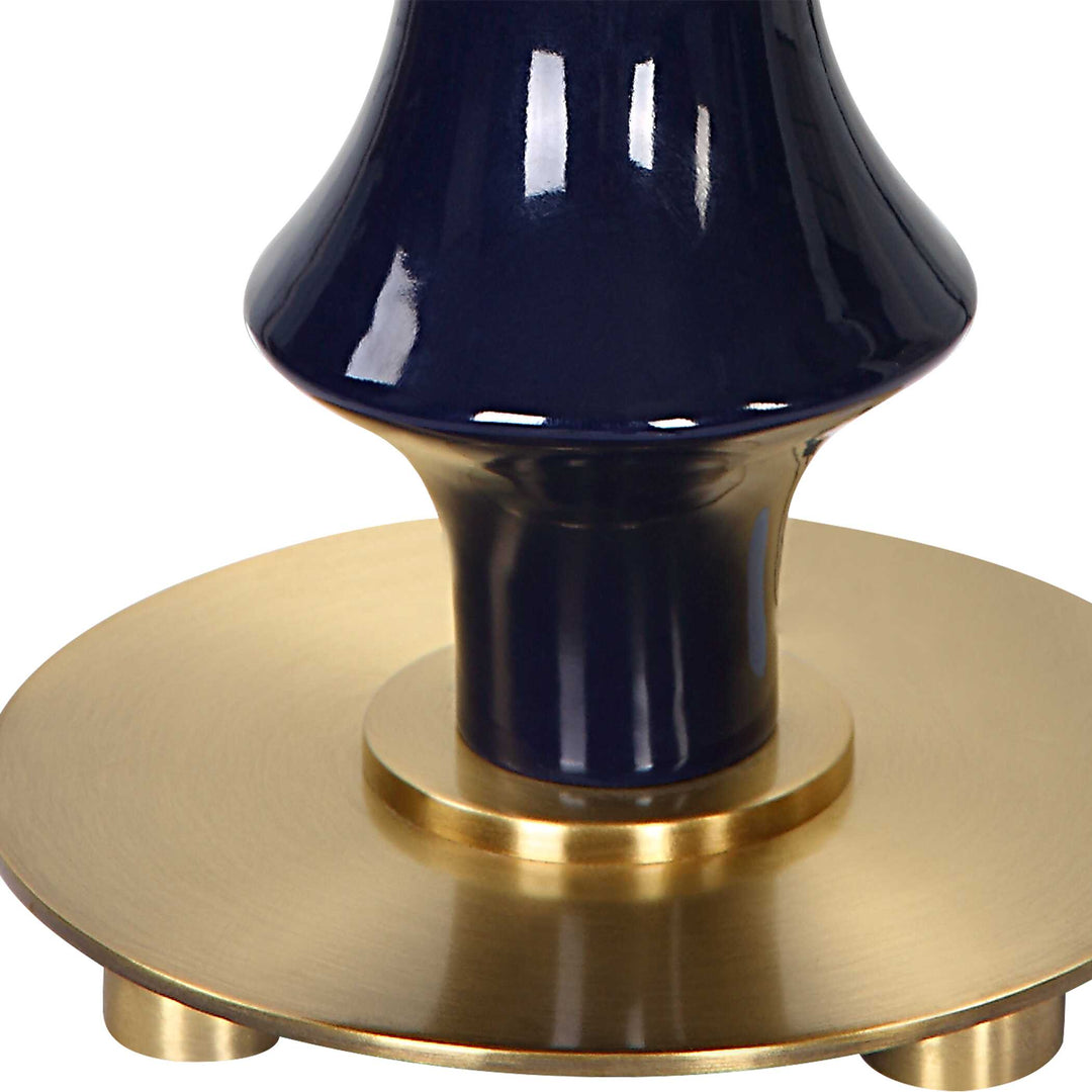 American Home Furniture Uttermost Coil Sculpted Blue Table Lamp