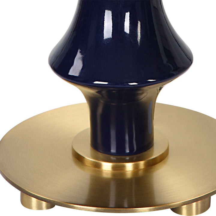 American Home Furniture Uttermost Coil Sculpted Blue Table Lamp