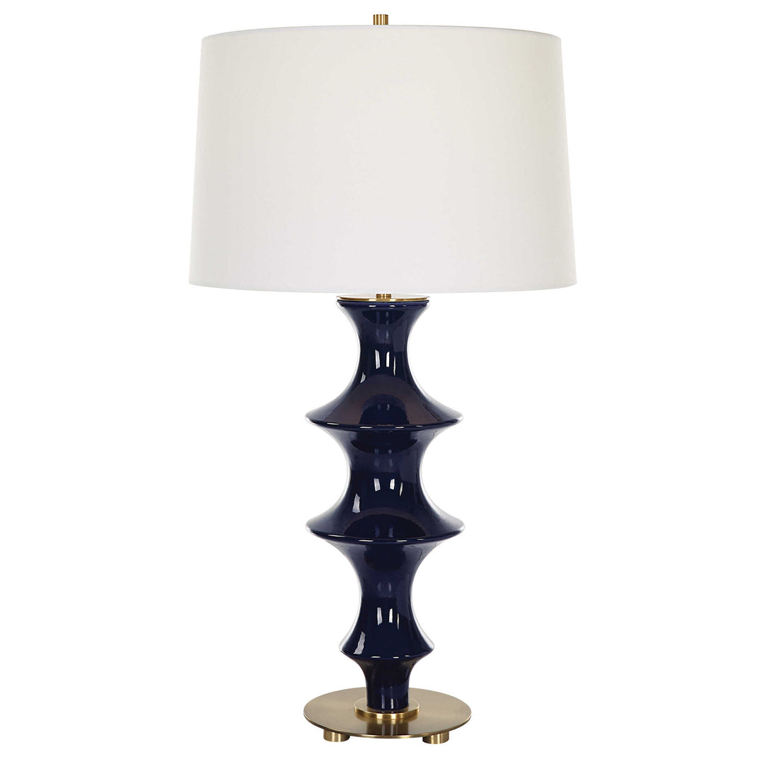 American Home Furniture Uttermost Coil Sculpted Blue Table Lamp