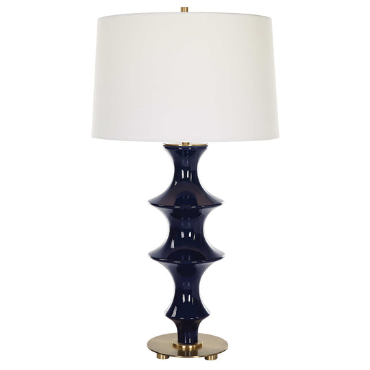 American Home Furniture Uttermost Coil Sculpted Blue Table Lamp