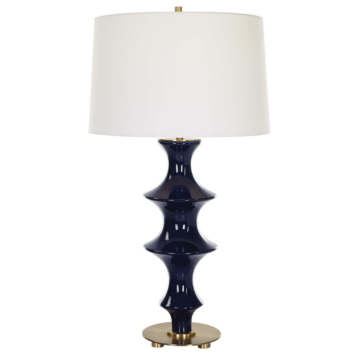 American Home Furniture Uttermost Coil Sculpted Blue Table Lamp