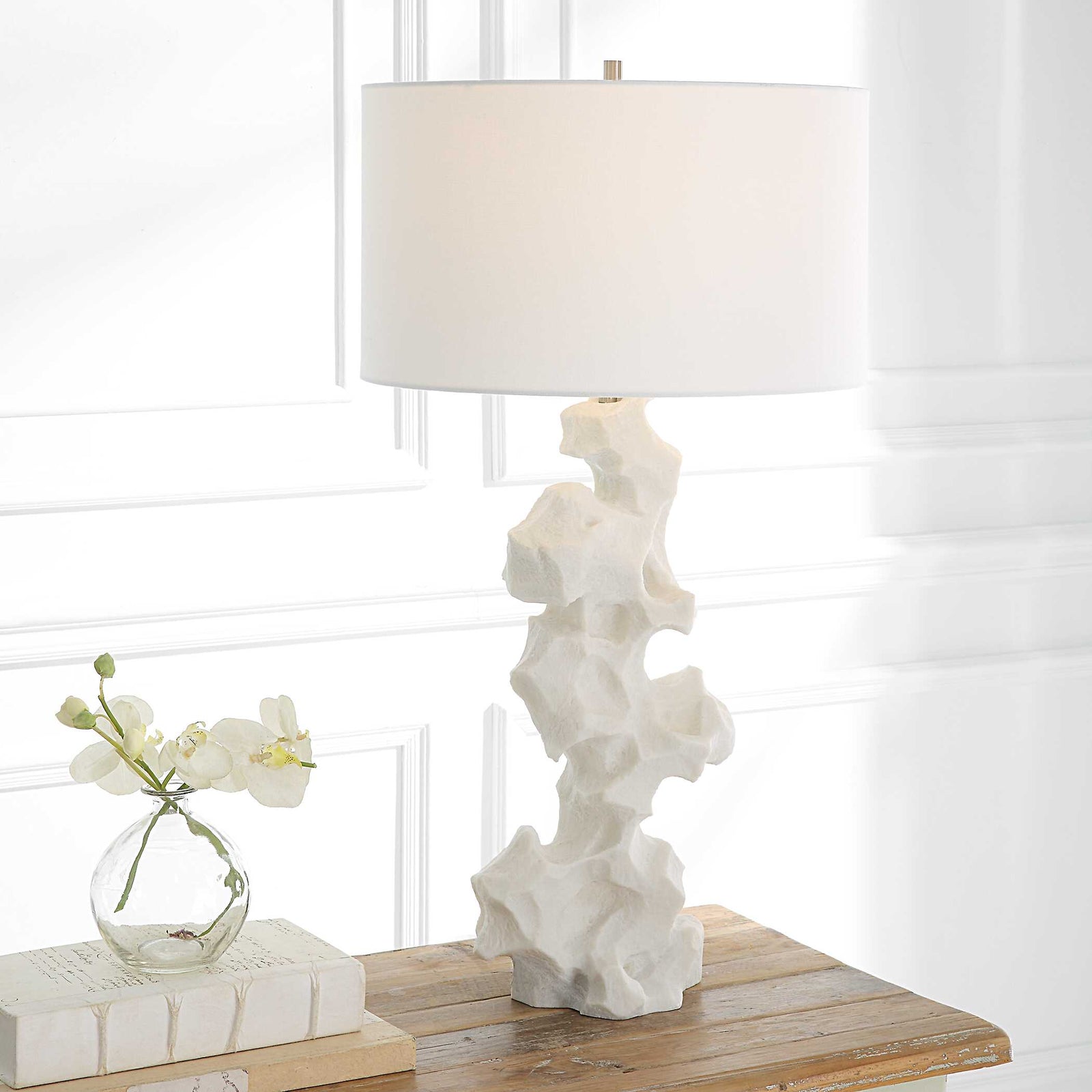 American Home Furniture Uttermost Remnant White Marble Table Lamp