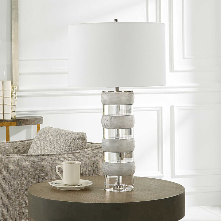 American Home Furniture Uttermost Band Together Crystal & Wood Table Lamp