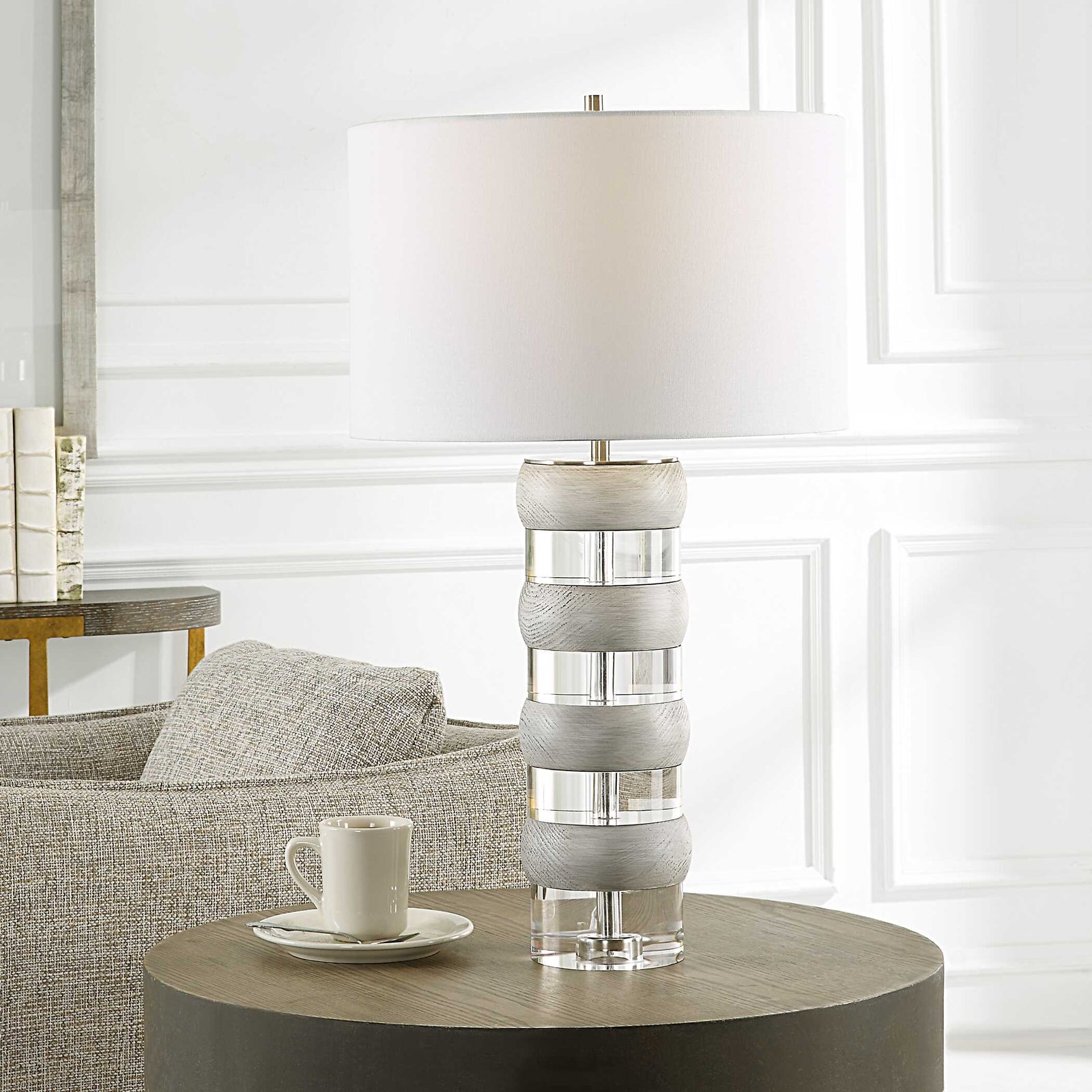 American Home Furniture Uttermost Band Together Crystal & Wood Table Lamp
