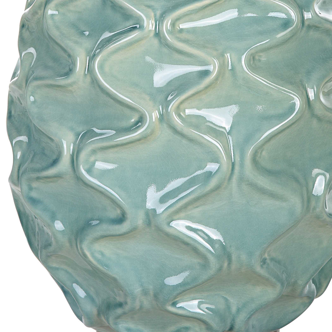 American Home Furniture Uttermost Laced Up Sea Foam Glass Table Lamp