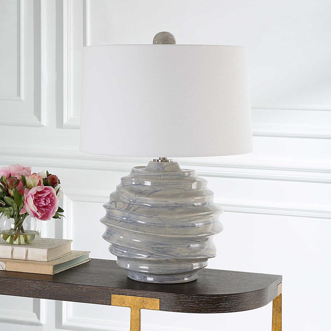 American Home Furniture Uttermost Waves Blue & White Accent Lamp