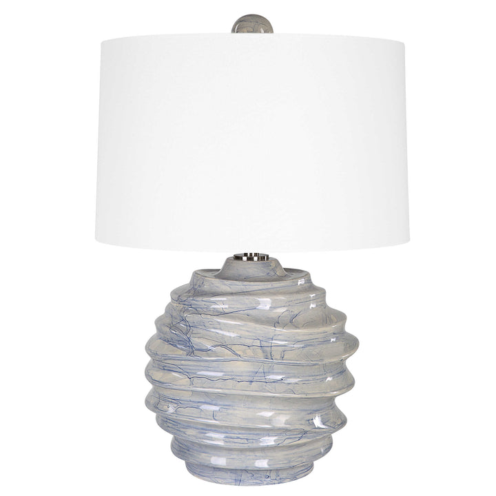 American Home Furniture Uttermost Waves Blue & White Accent Lamp