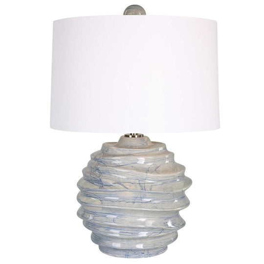American Home Furniture Uttermost Waves Blue & White Accent Lamp