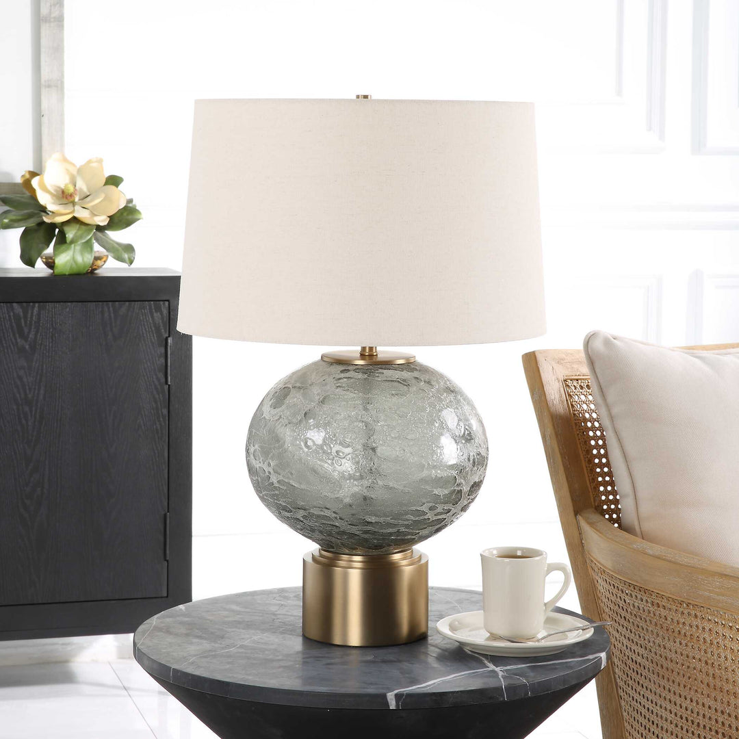 American Home Furniture Uttermost Lunia Gray Glass Table Lamp
