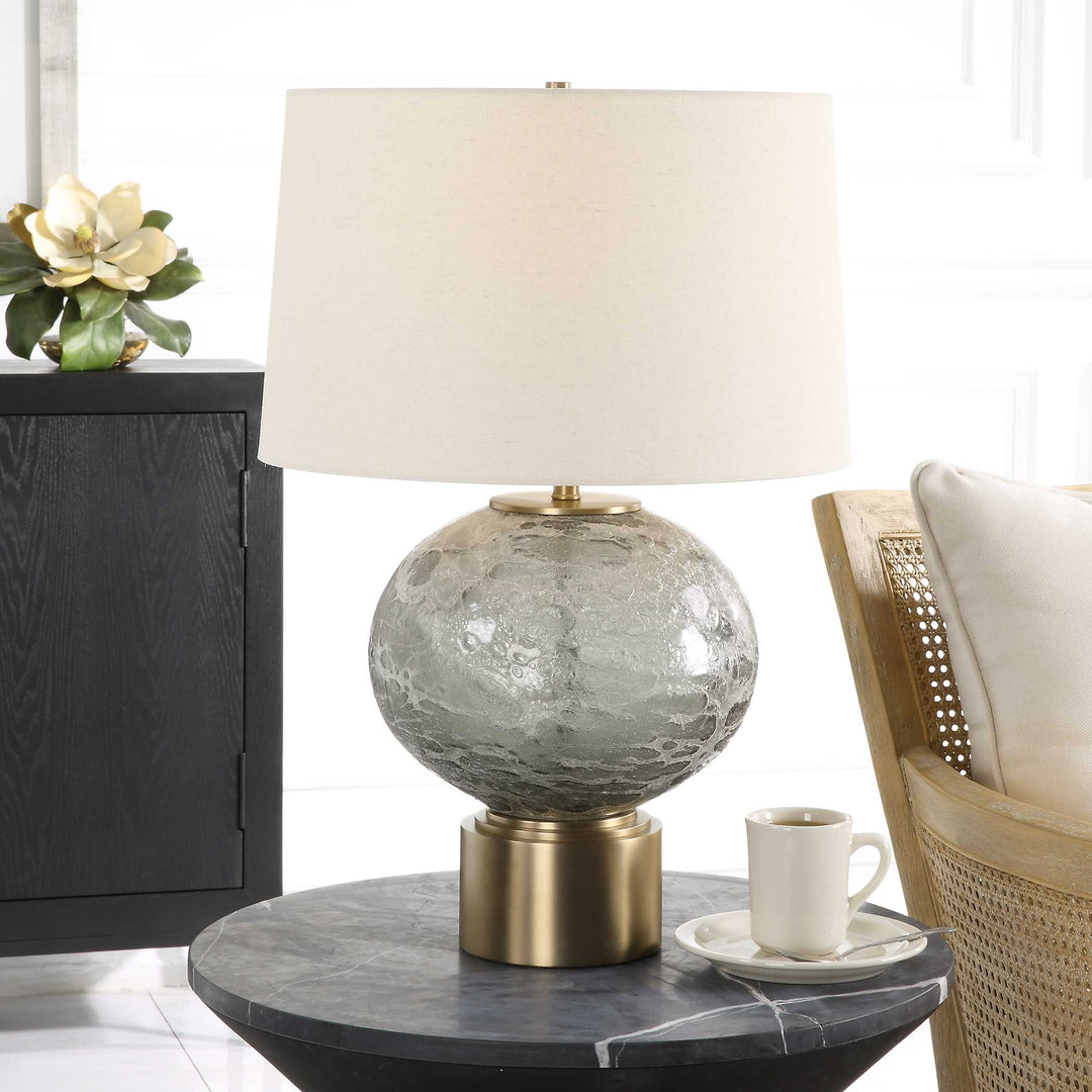 American Home Furniture Uttermost Lunia Gray Glass Table Lamp