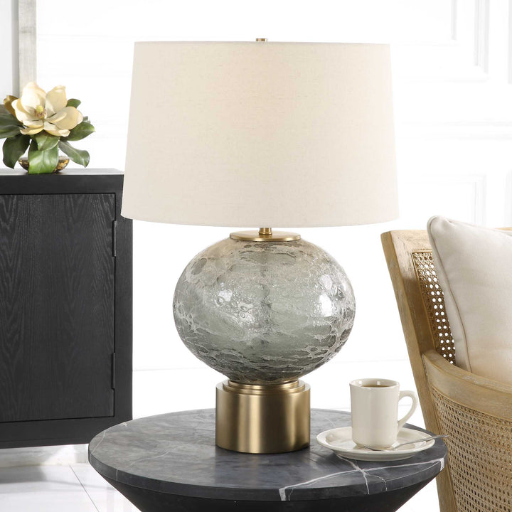 American Home Furniture Uttermost Lunia Gray Glass Table Lamp