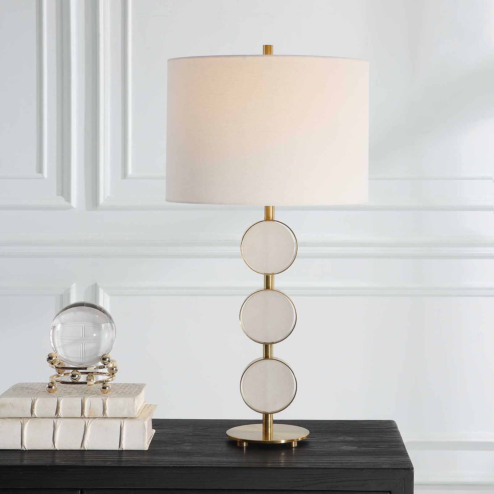 American Home Furniture Uttermost Three Rings Contemporary Table Lamp