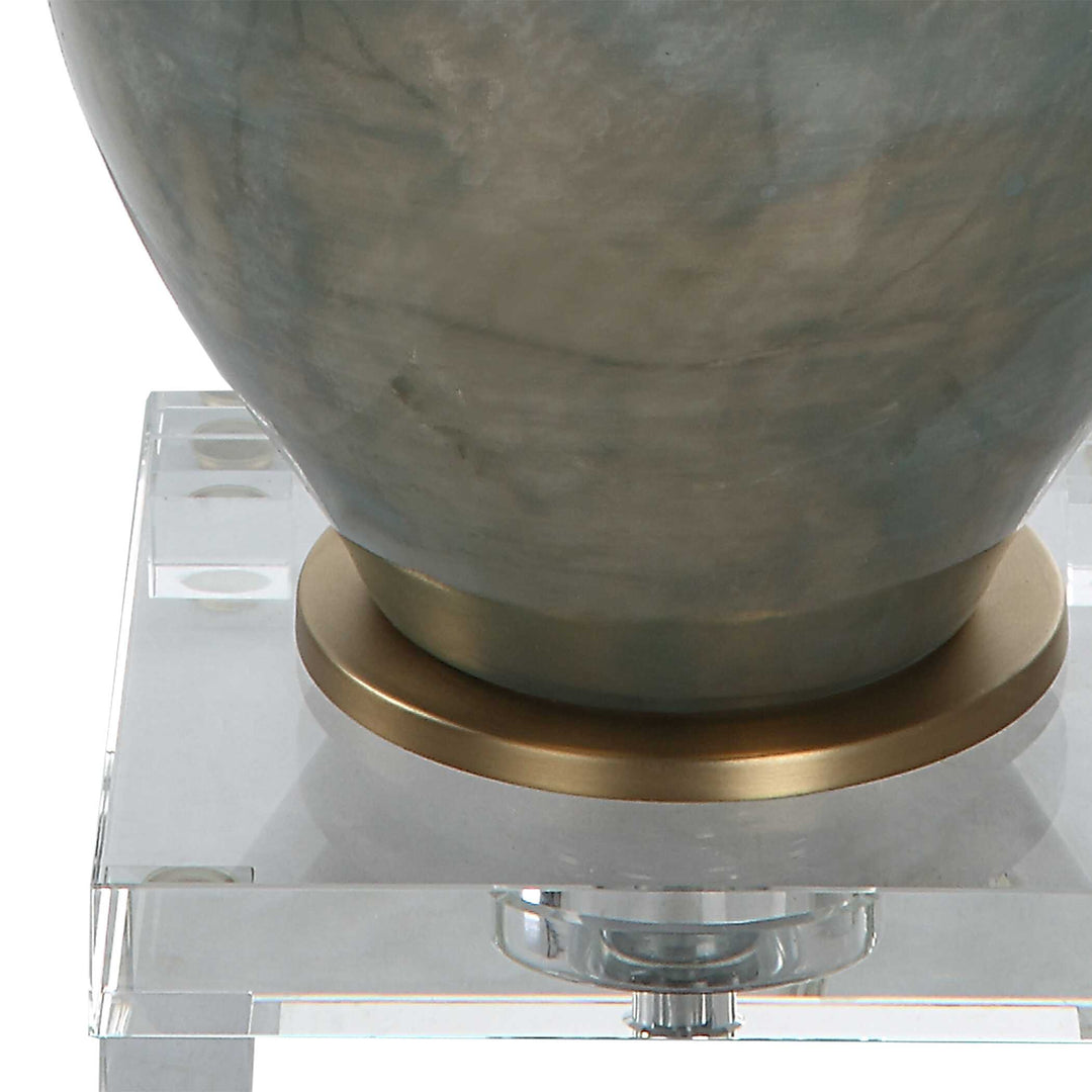 American Home Furniture Uttermost Cardoni Bronze Glass Table Lamp