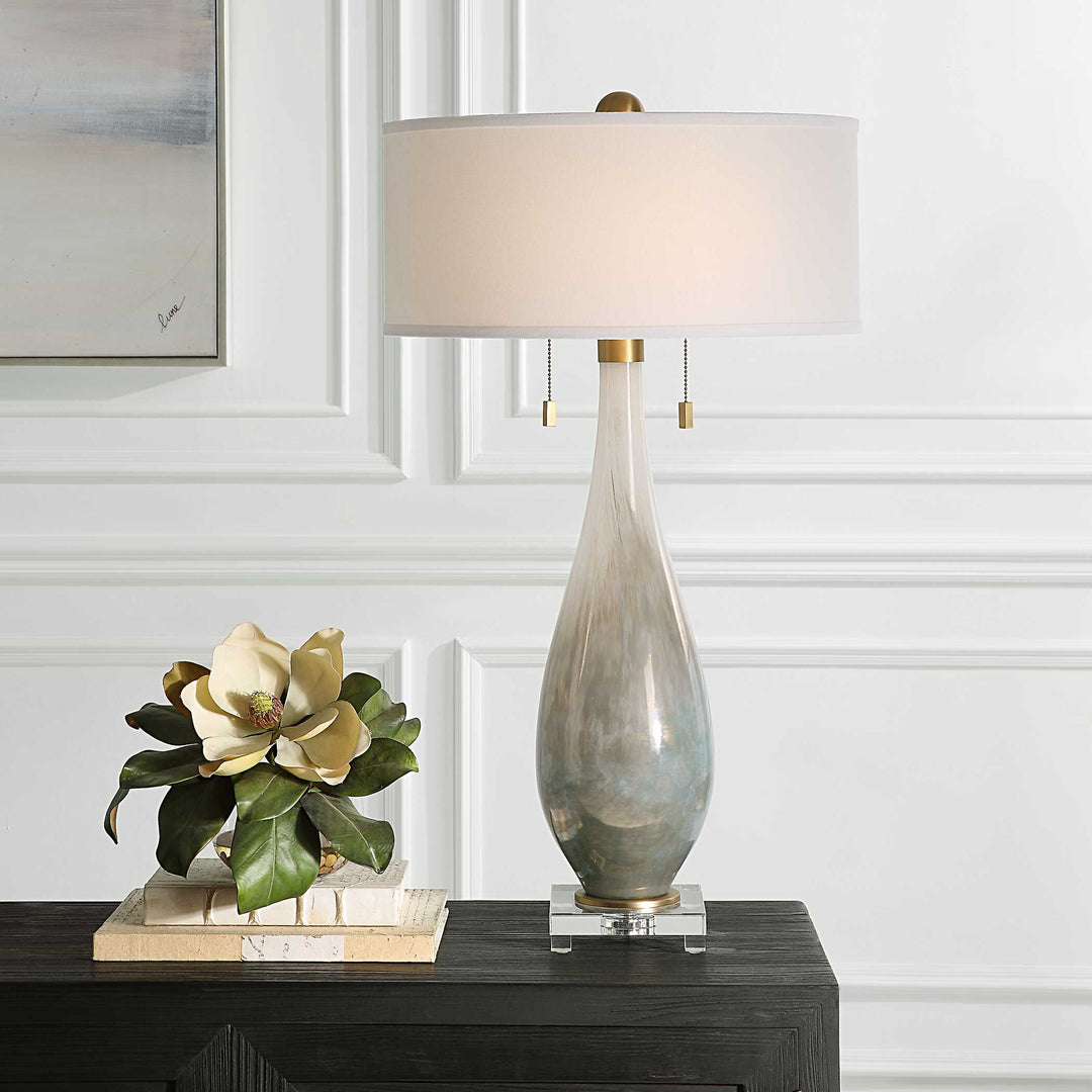 American Home Furniture Uttermost Cardoni Bronze Glass Table Lamp