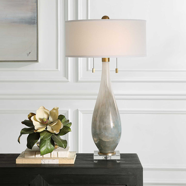 American Home Furniture Uttermost Cardoni Bronze Glass Table Lamp