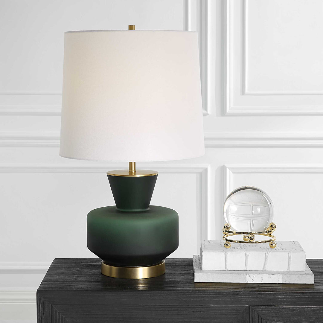American Home Furniture Uttermost Trentino Dark Emerald Green Table Lamp