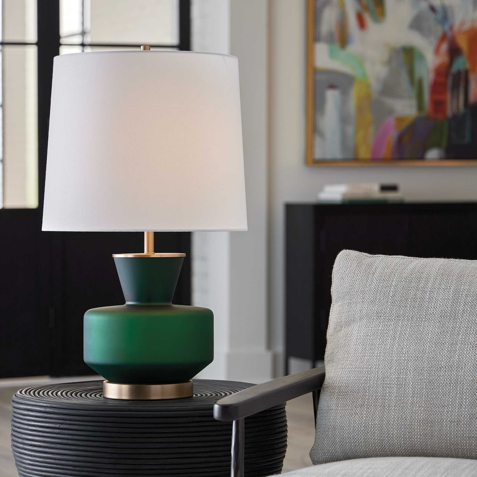 American Home Furniture Uttermost Trentino Dark Emerald Green Table Lamp