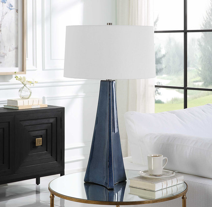 American Home Furniture Uttermost Teramo Scalloped Ceramic Table Lamp