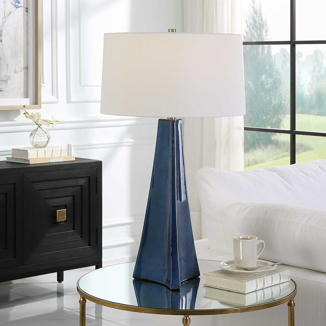 American Home Furniture Uttermost Teramo Scalloped Ceramic Table Lamp