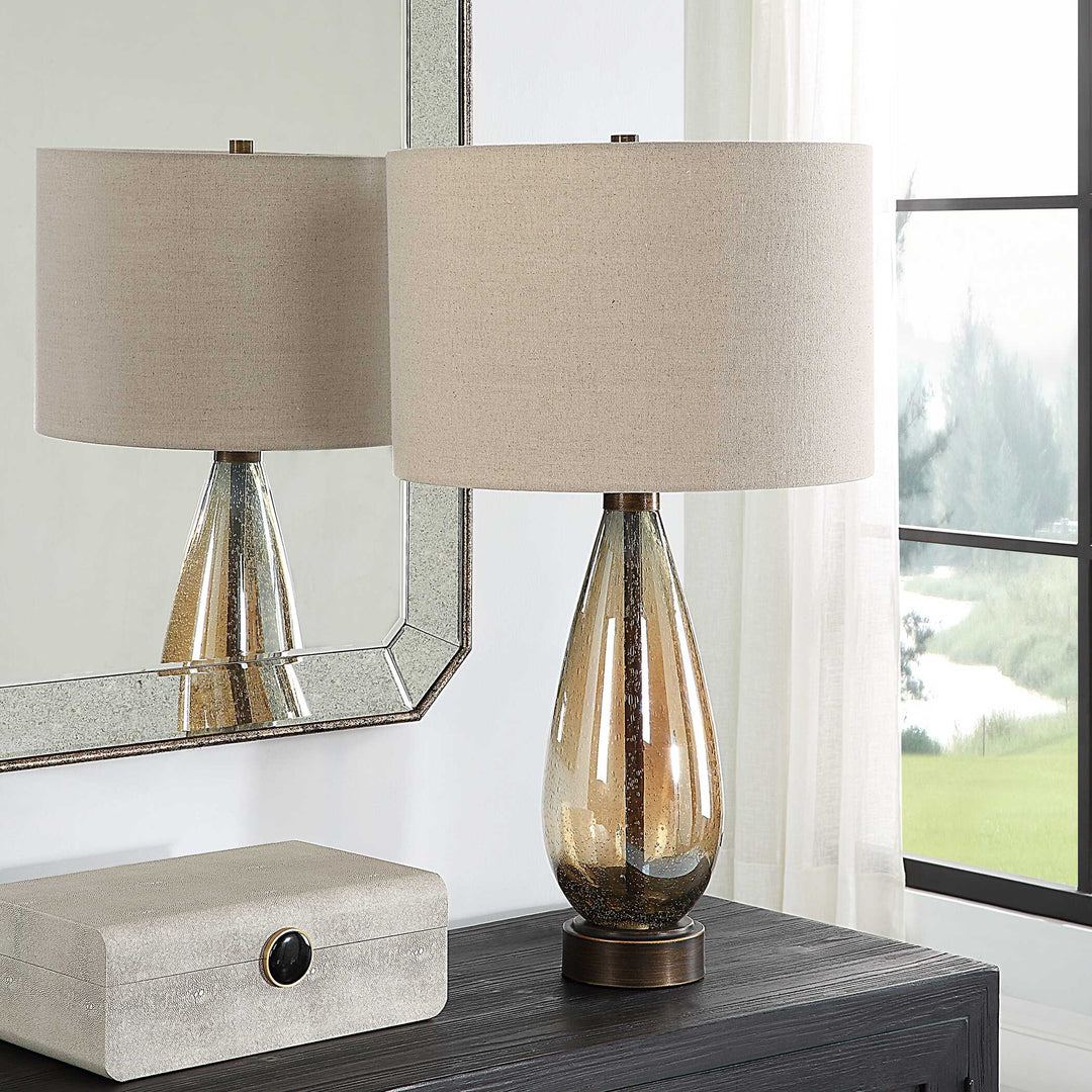 American Home Furniture Uttermost Baltic Teardrop Glass Table Lamp