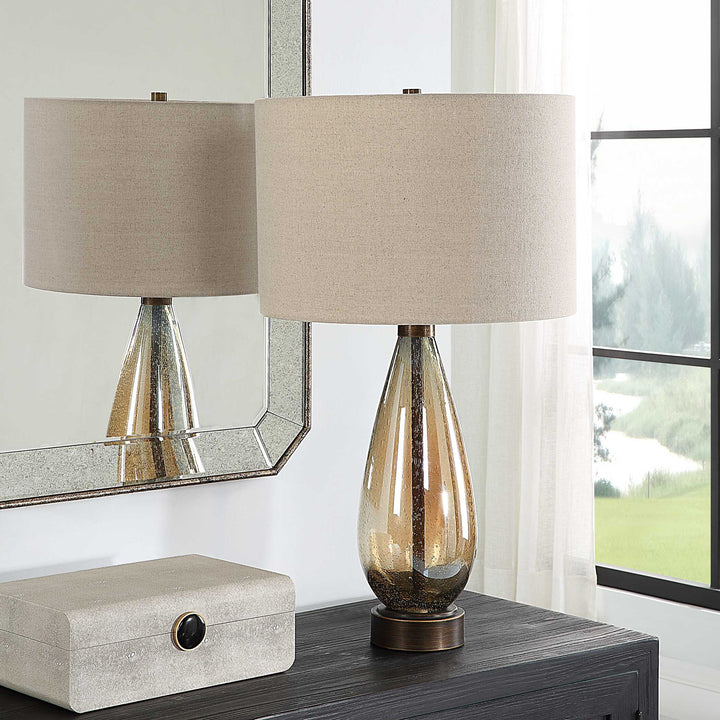 American Home Furniture Uttermost Baltic Teardrop Glass Table Lamp