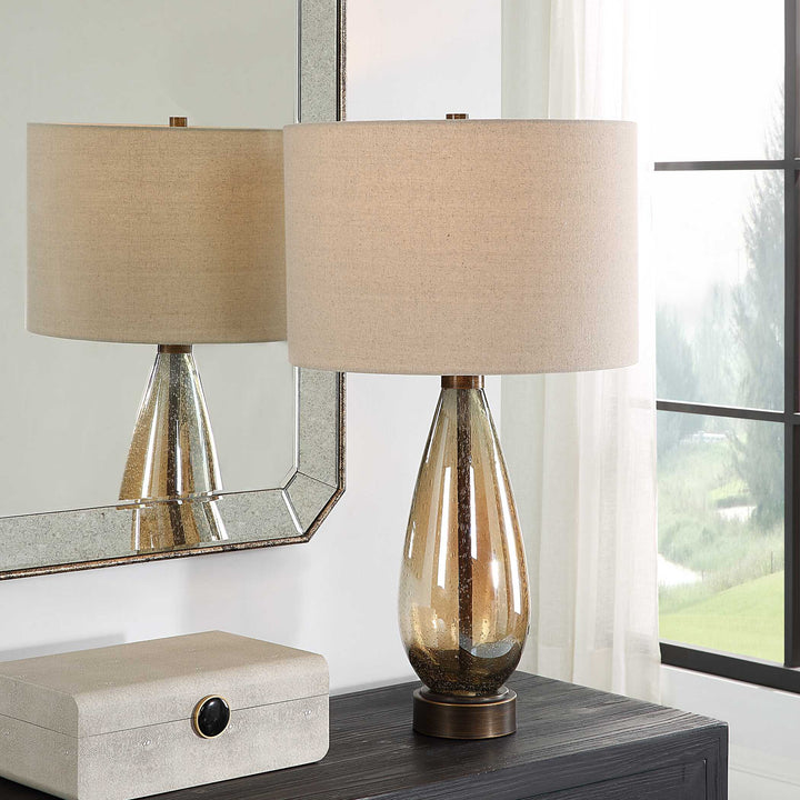 American Home Furniture Uttermost Baltic Teardrop Glass Table Lamp