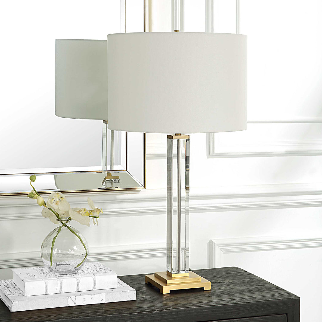 American Home Furniture Uttermost Crystal Column Table Lamp