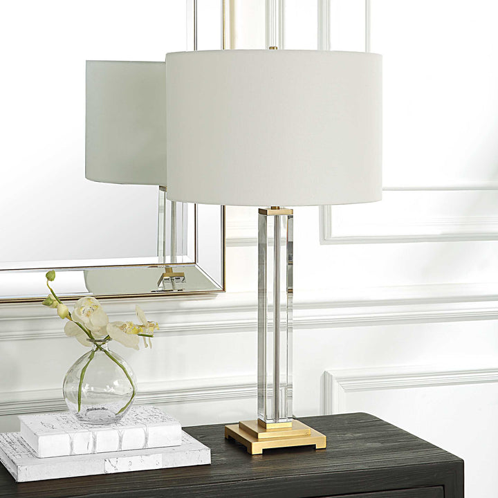 American Home Furniture Uttermost Crystal Column Table Lamp