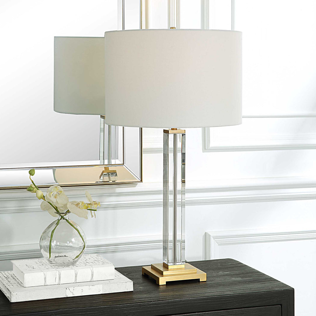 American Home Furniture Uttermost Crystal Column Table Lamp