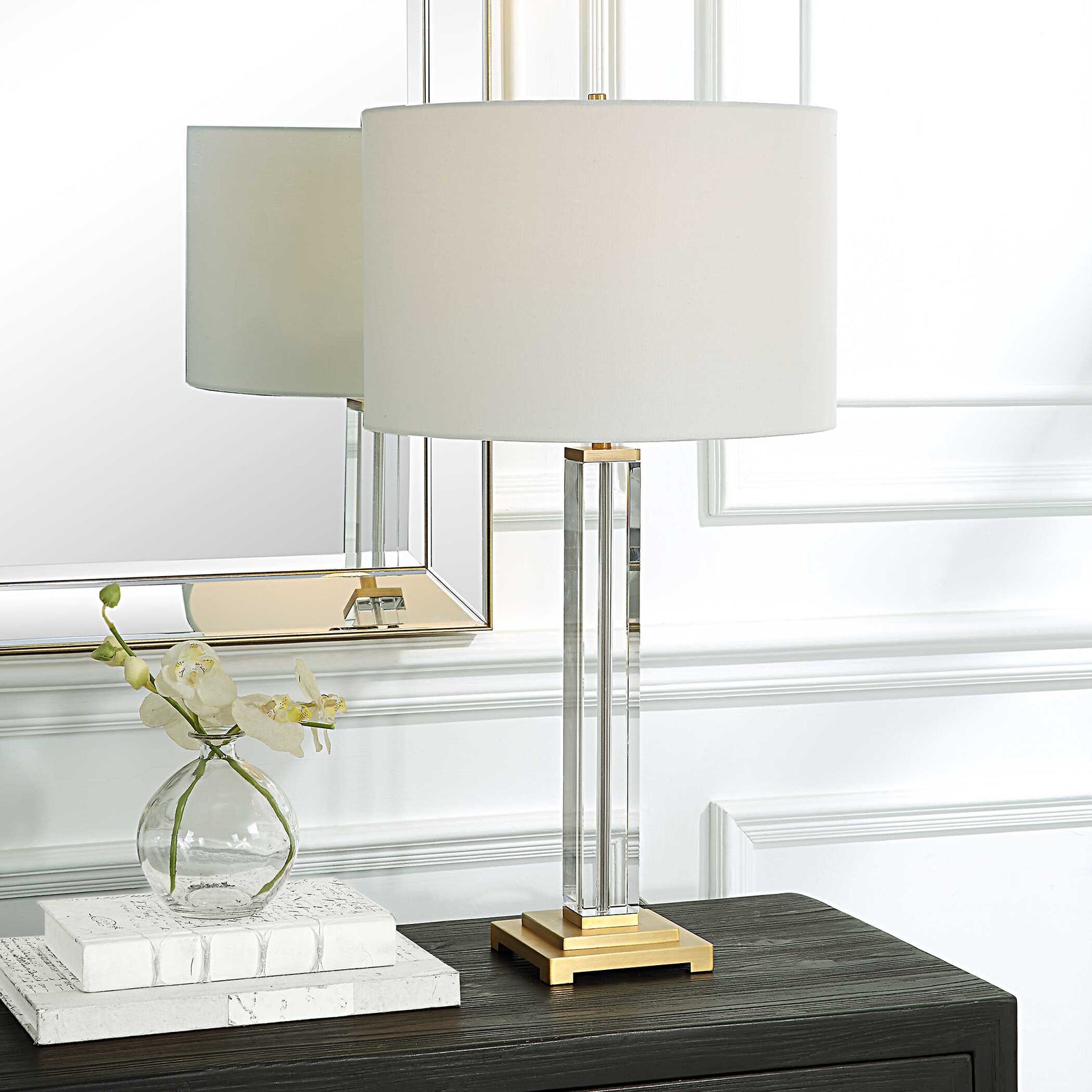 American Home Furniture Uttermost Crystal Column Table Lamp
