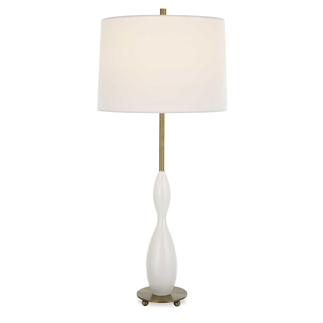 Annora Glossy White Table Lamp - AmericanHomeFurniture