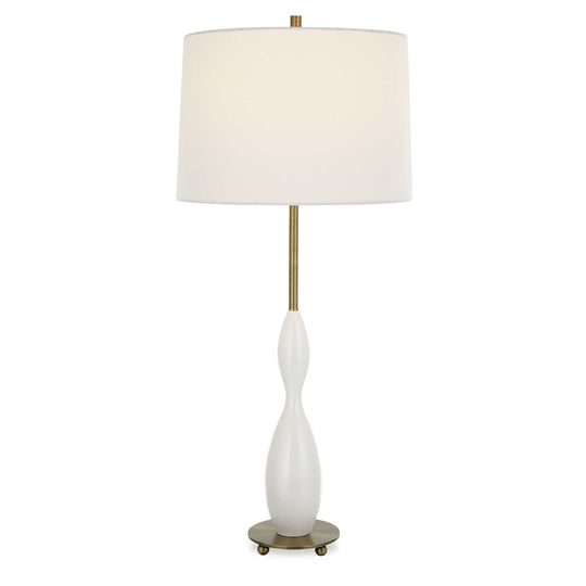 American Home Furniture Uttermost Annora Glossy White Table Lamp