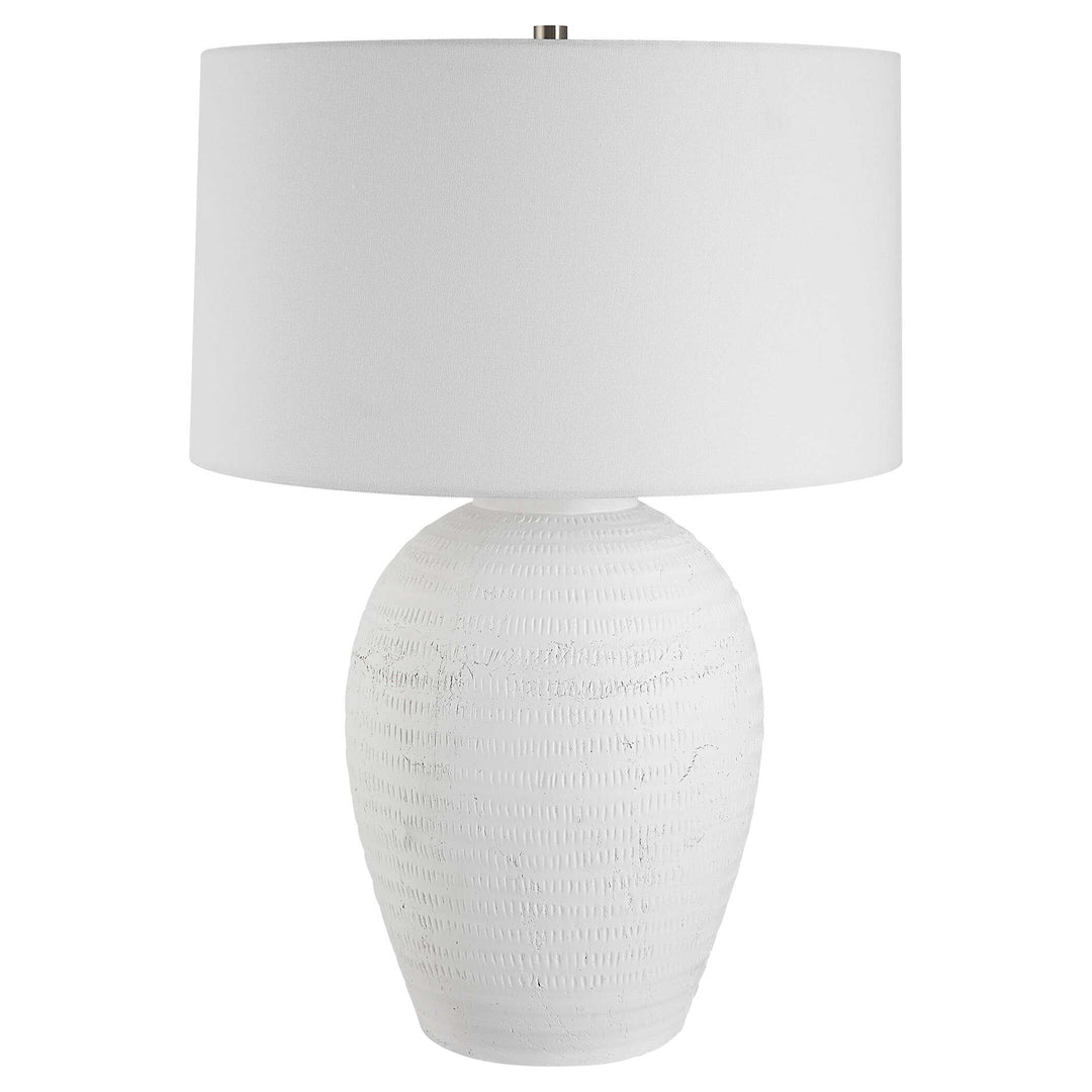 American Home Furniture Uttermost Reyna Chalk White Table Lamp
