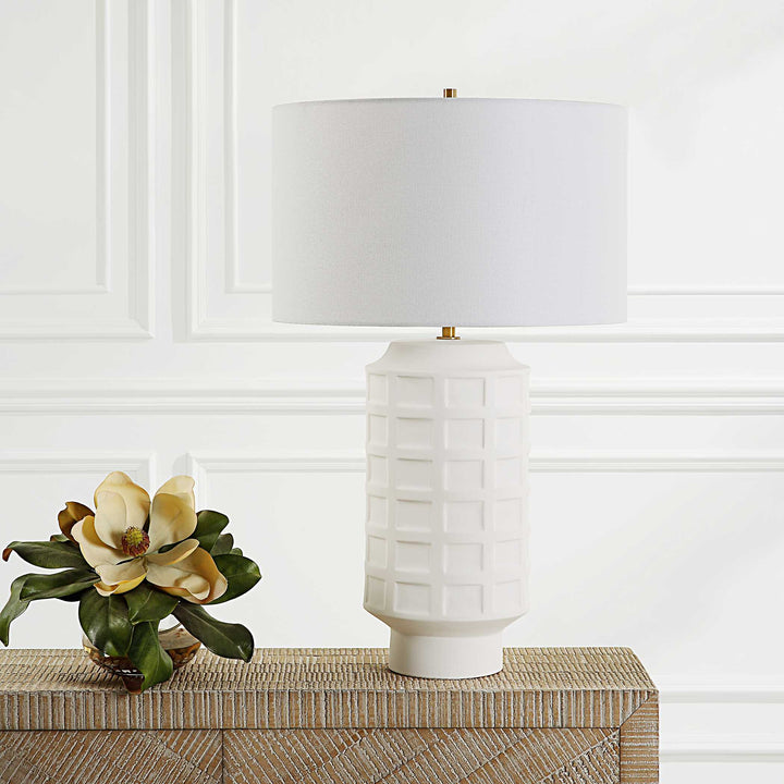 American Home Furniture Uttermost Window Pane White Table Lamp