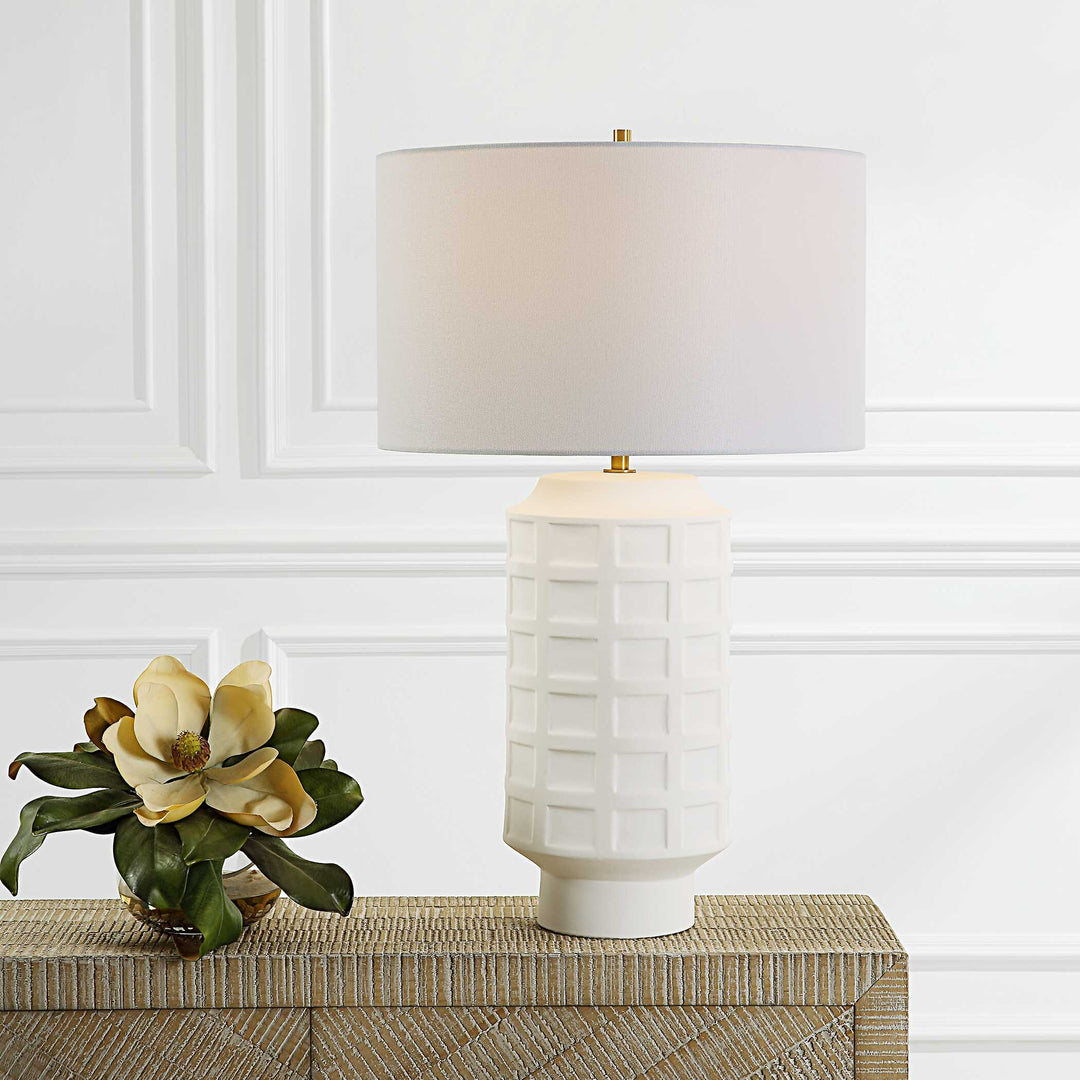 American Home Furniture Uttermost Window Pane White Table Lamp