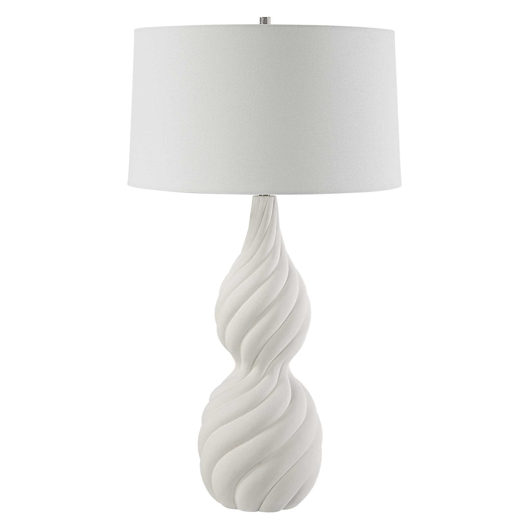 American Home Furniture Uttermost Twisted Swirl White Table Lamp