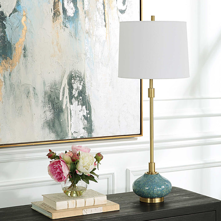 American Home Furniture Uttermost Kaimana Aged Blue Buffet Lamp